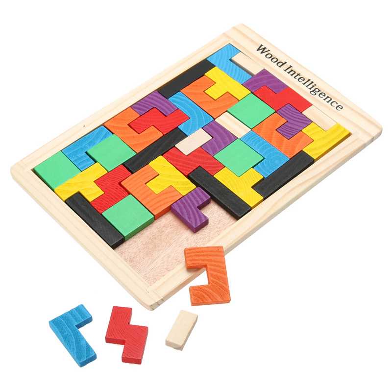 GIJ - Mainan Puzzle Tangram Tetris Wooden Intelligence
