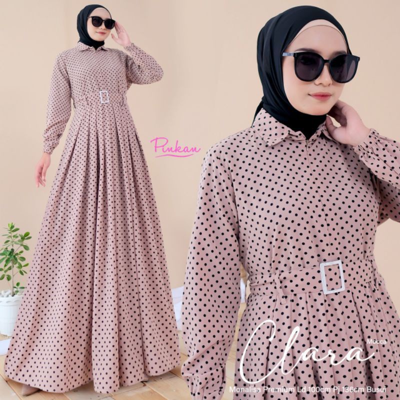 Ania Maxy 14 - LD110 Leher Kerah / Gamis Monalisa Polka Busui / Clara Maxy / R.8 - 238-5977