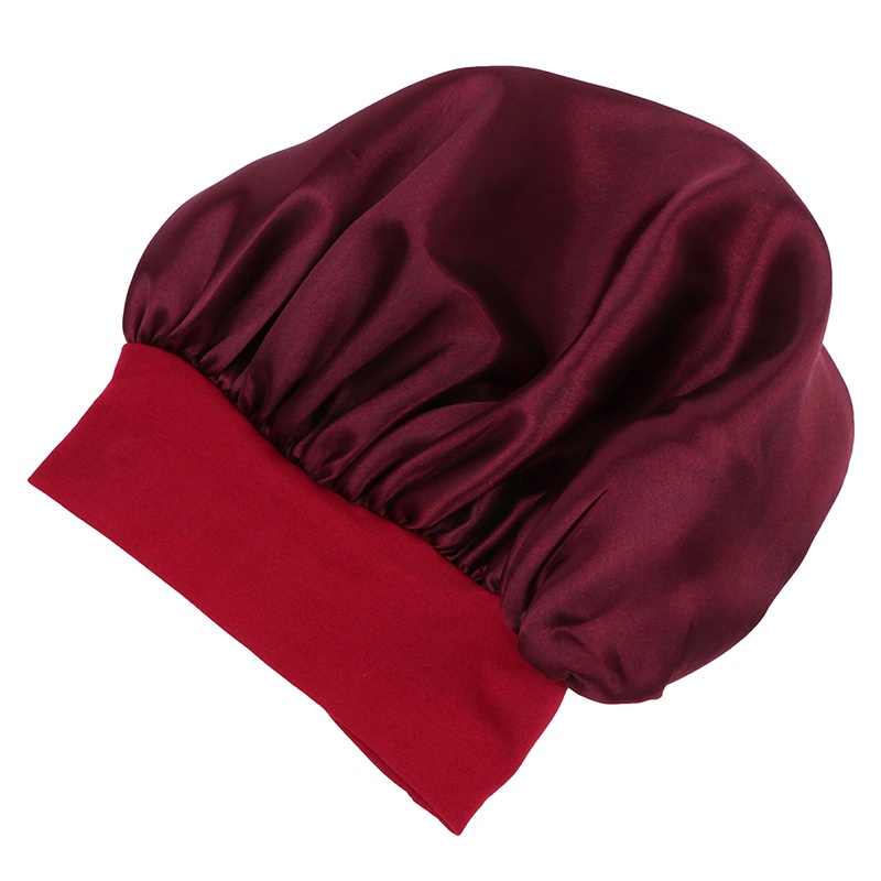 Topi Bonnet Bahan Satin Warna Solid Ukuran 58cm Untuk Wanita