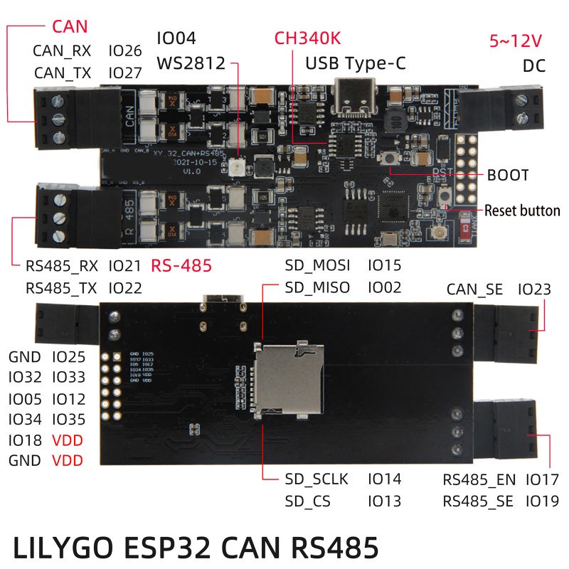 Btsg ® Ttgo T-CAN485 ESP32 Bisa RS-485 Support TF Card WIFI Bluetooth-Kompatibel