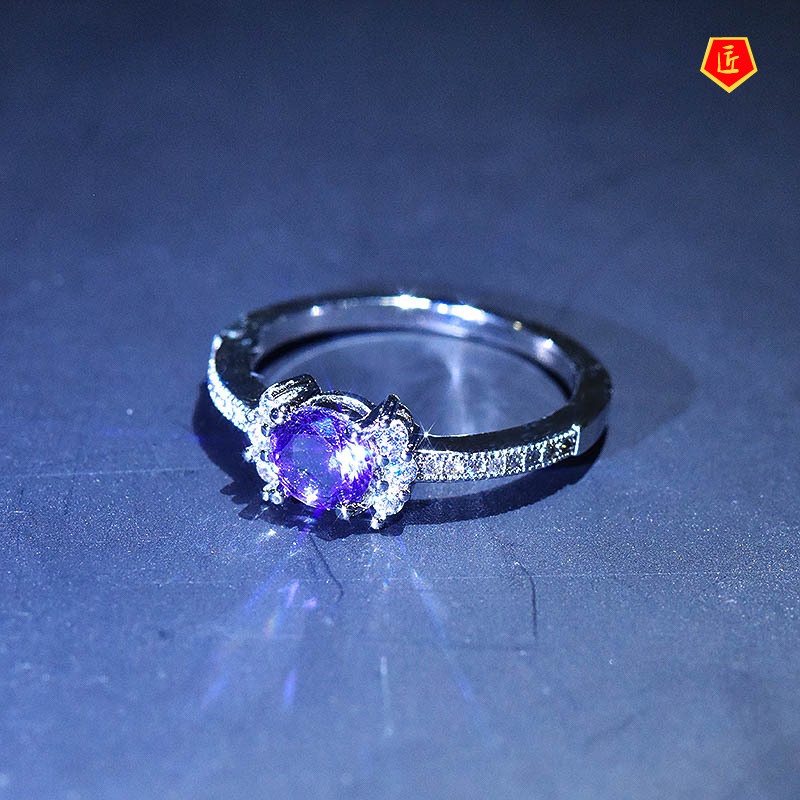 [Ready Stock]Women's Simple Personality Colored Gemstone Ring