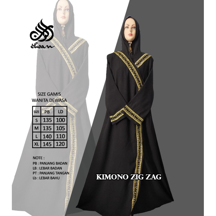 ABAYA KIMONO BORDIR ZIG ZAG