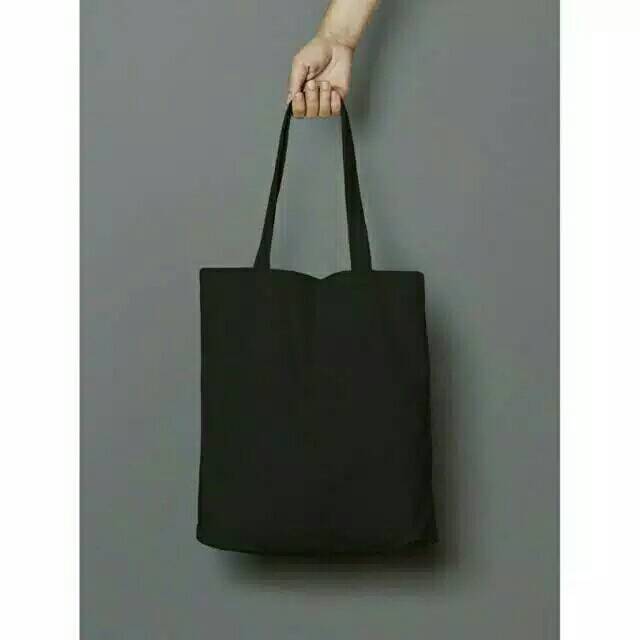 Totebag kanvas hitam Resleting