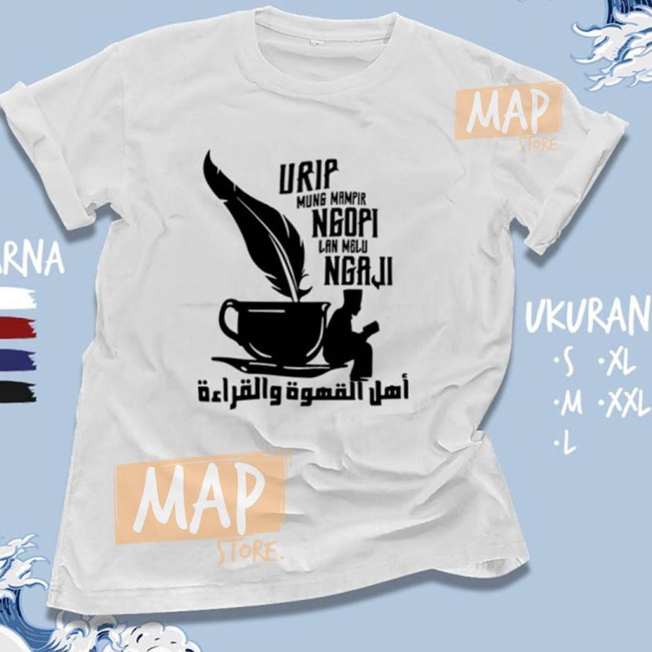 Muraaaahh.. Kaos Santri Islami URIP MUNG MAMPIR NGOPI LAN NGAJI - Baju Distro Dakwah Muslim Premium