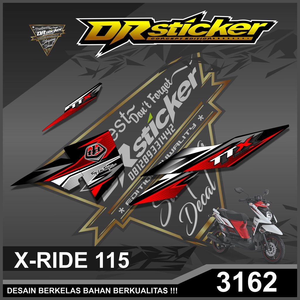 A3162 Sticker Striping Lis X-RIDE 115 Variasi Semi Full - Sticker Striping X ride