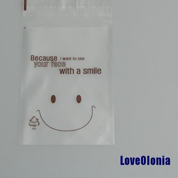 ➮ 100pcs cute smile face cookie bags self-adhesive plastic biscuit packaging bag ℮
