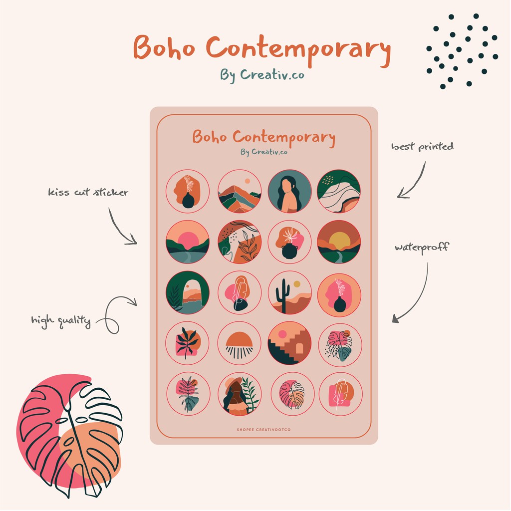 

STICKER BOHO CONTEPORARY SERIES [KISS CUT] [STICKER MURAH] [ANTI AIR]