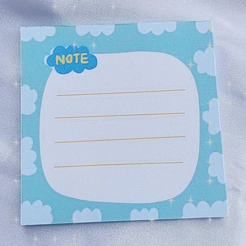 Memo pad by sunbearry.co custom memo pad bts snoppy aesthetic star scrabook-Cloud cyan note
