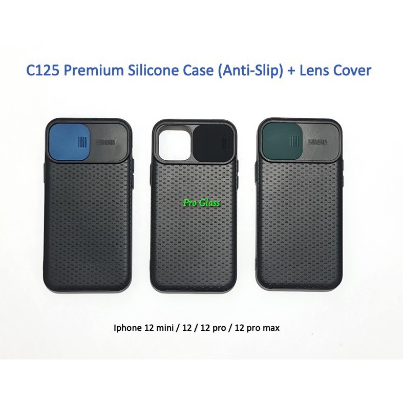 C125 Iphone 12 MINI / 12  / 12 PRO / 12 PRO MAX AntiSlip Soft Silicone Case Lens Protector