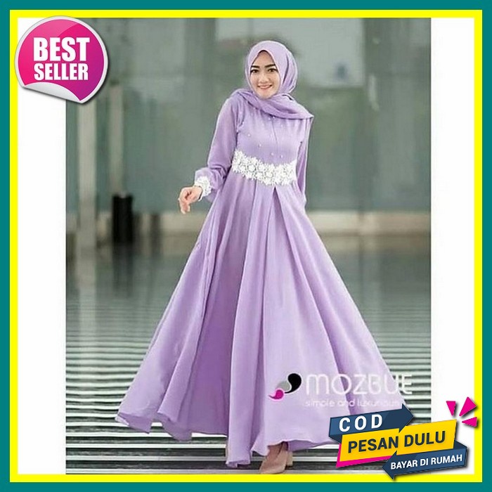 Gamis Wanita Branded Mewah Cewek Simple Motif Elegan V1T2 Korean Style Muslim Ori Dewasa Jumbo Syar'
