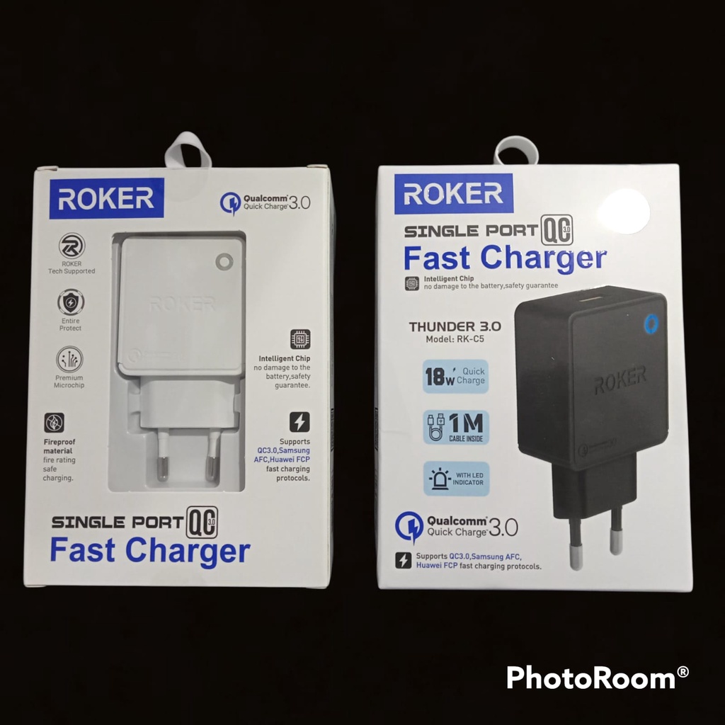 Charger ROKER Thunder RK-C5 QC 3.0 Qualcomm Adapter Quick Charger Data Cable Micro USB 100cm