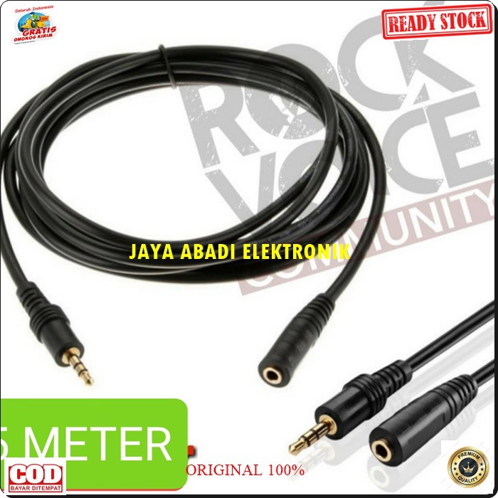 G476 Original Kabel Audio sambungan Extension 3.5 mm 5 meter cable sound system suara male female cewe cowo jack jek perpanjangan cable G476  Bisa di gunakan segala audio -Jack 3.5mm male to female -Panjang Kabel 5 METER -Jack &amp; Lobang Goldplate G476