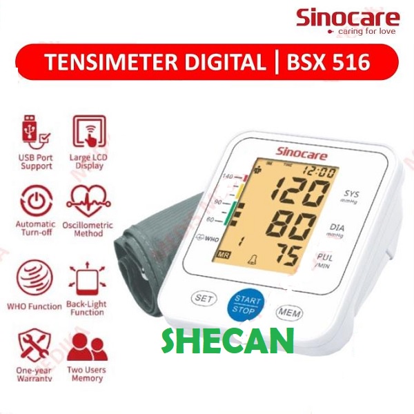 Tensimeter Digital Otomatis  Sinocare BSX-516 (Bahasa Indonesia)