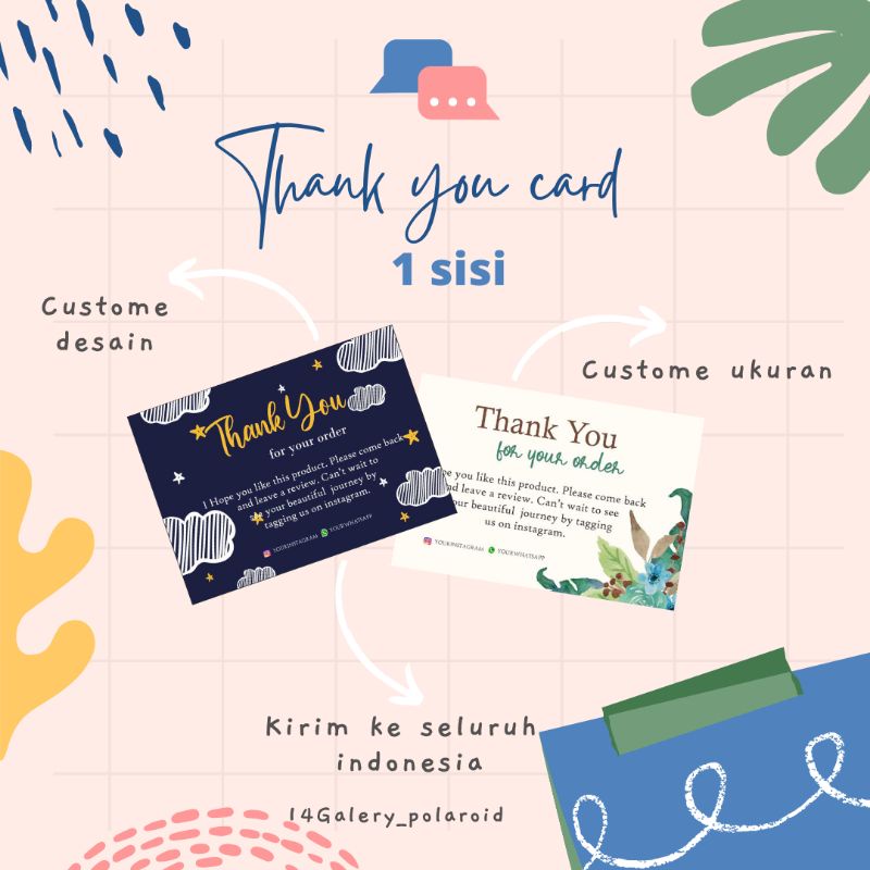 

Thank You Card Custome 1 Sisi Kartu Ucapan Terimakasih part 2