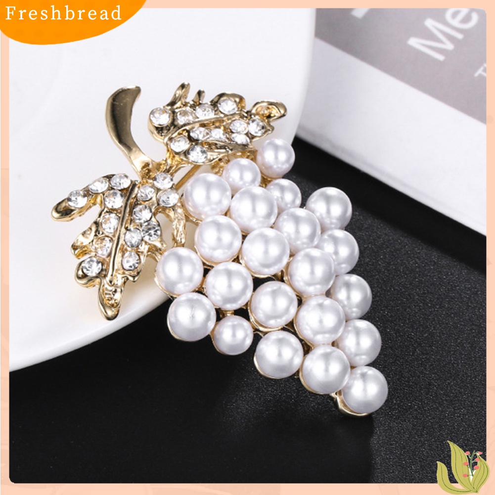 Terlaris Elegant Women Faux Pearl Rhinestone Grapes Brooch Pin Dress Scarf Accessory