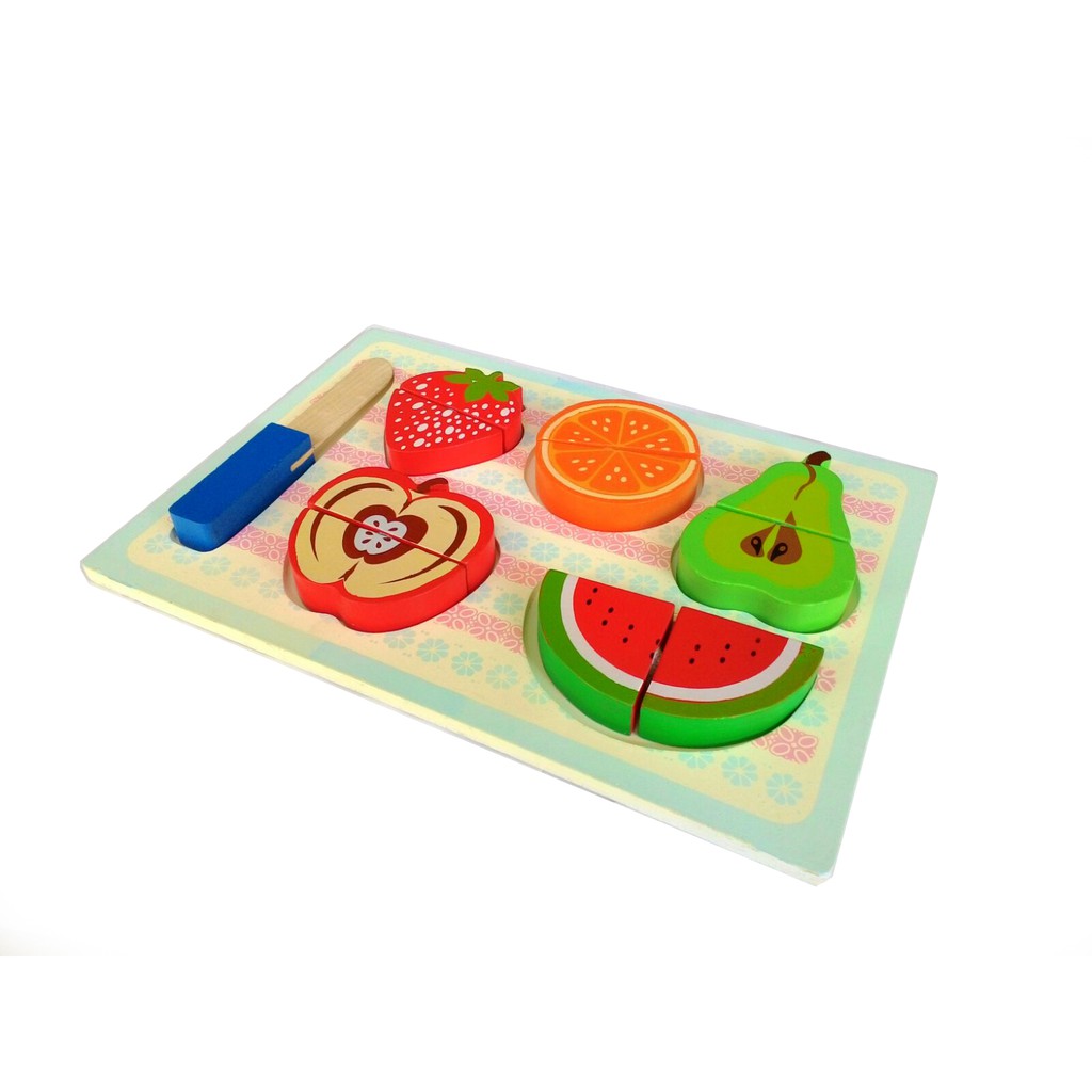 mainan kayu Puzzle Chunky Buah Potong APE montessori