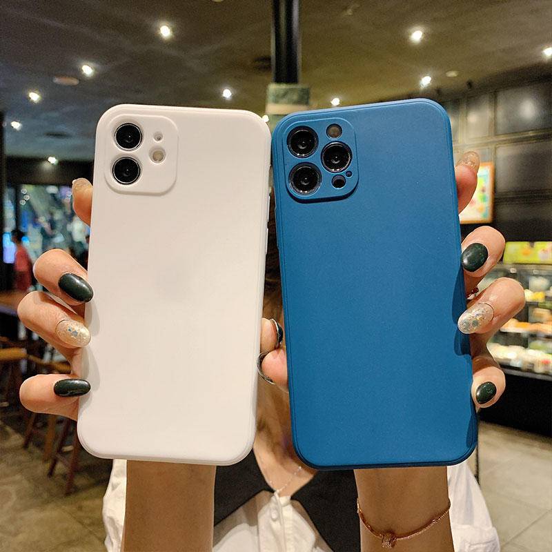 Soft Case Silikon TPU Warna Biru Hitam Untuk iPhone 13 12 11 Pro MAX Mini X XS MAX XR SE 2022 2020 6 6S 7 8 Plus