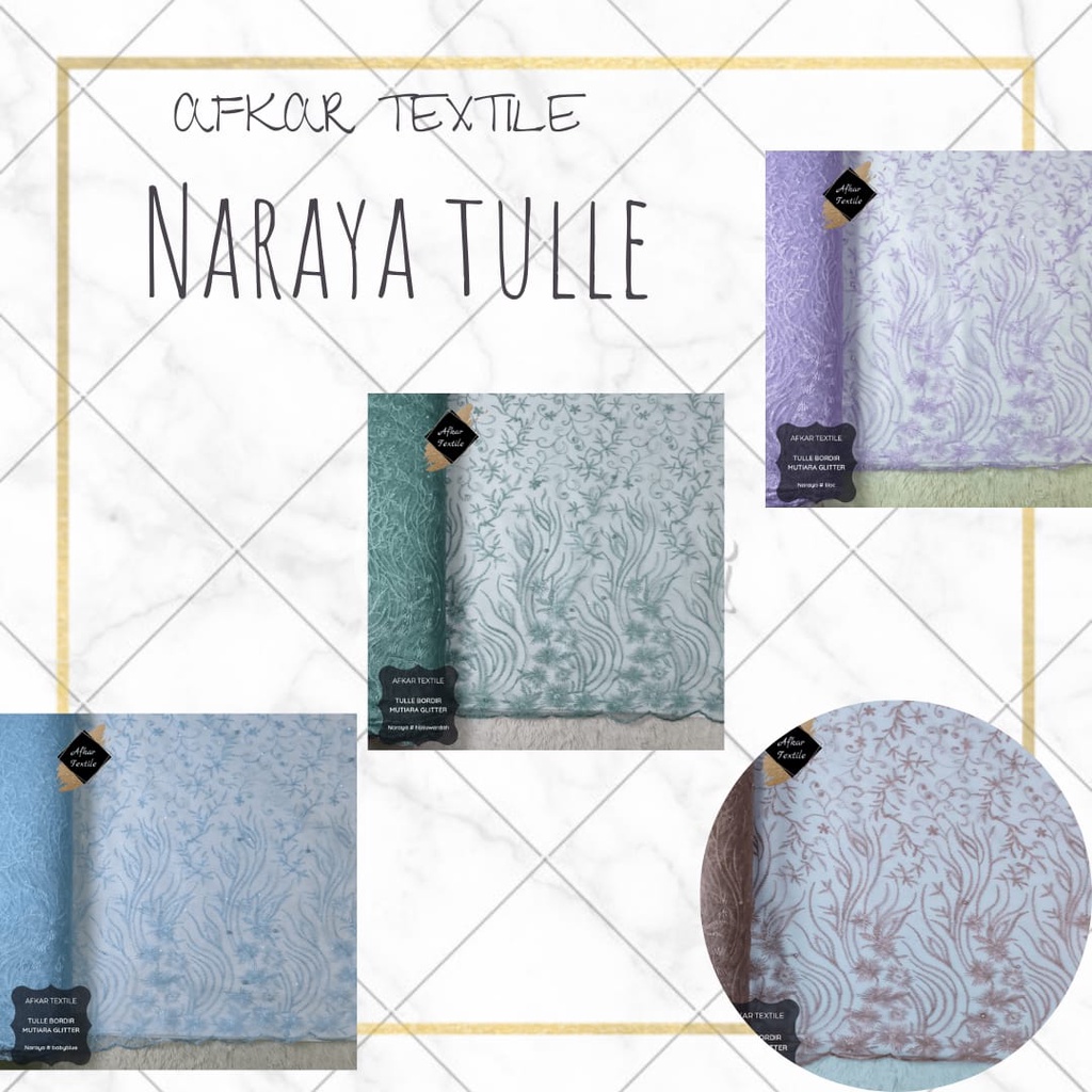 Kain Tille Mutiara / Tulle Motte Glitter Bordir / Original Import / Lebar 1.3 Meter / Design Naraya