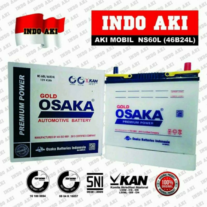 Aki Mobil NS60L 46B24L Livina Karimun Baleno Corolla Picanto (OSAKA NS60L)