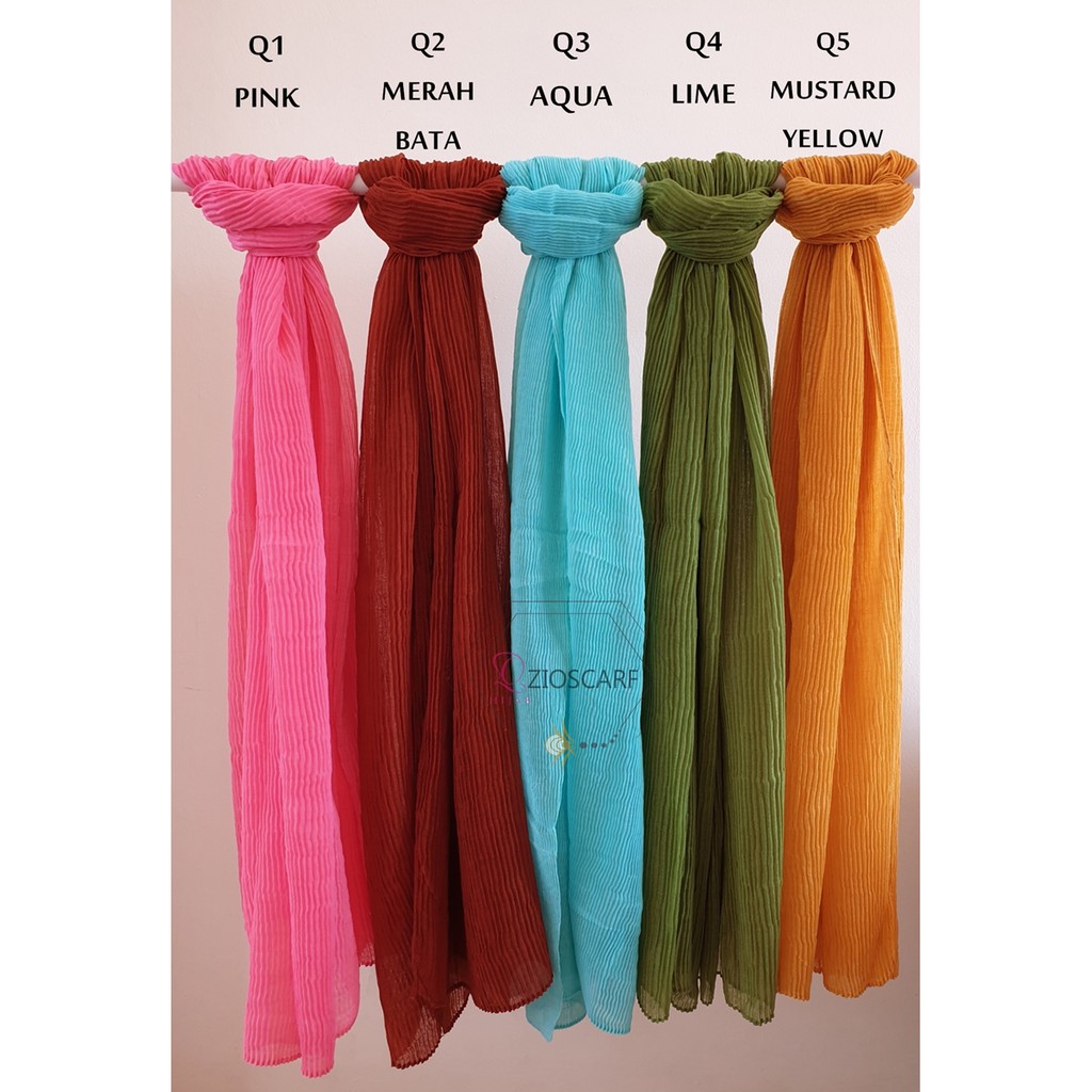 A29 Pashmina plisket lurus katun viscose/ pleated shawl premium