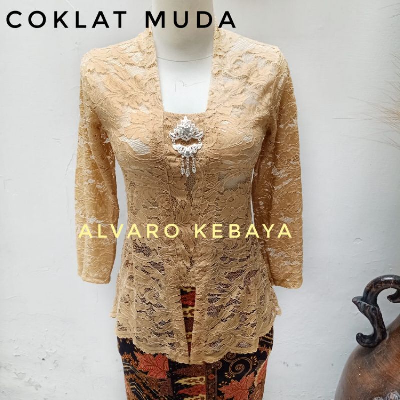 Kebaya kutubaru brokat halus bigsize jumbo strait modern atasan brukat ready stock real pict siap pakai bahan adem