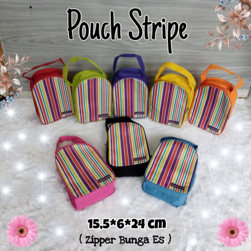 Stripe Wallet Tupperware / Tas kosmetik  ( Resleting  Bunga Es Tupperware )