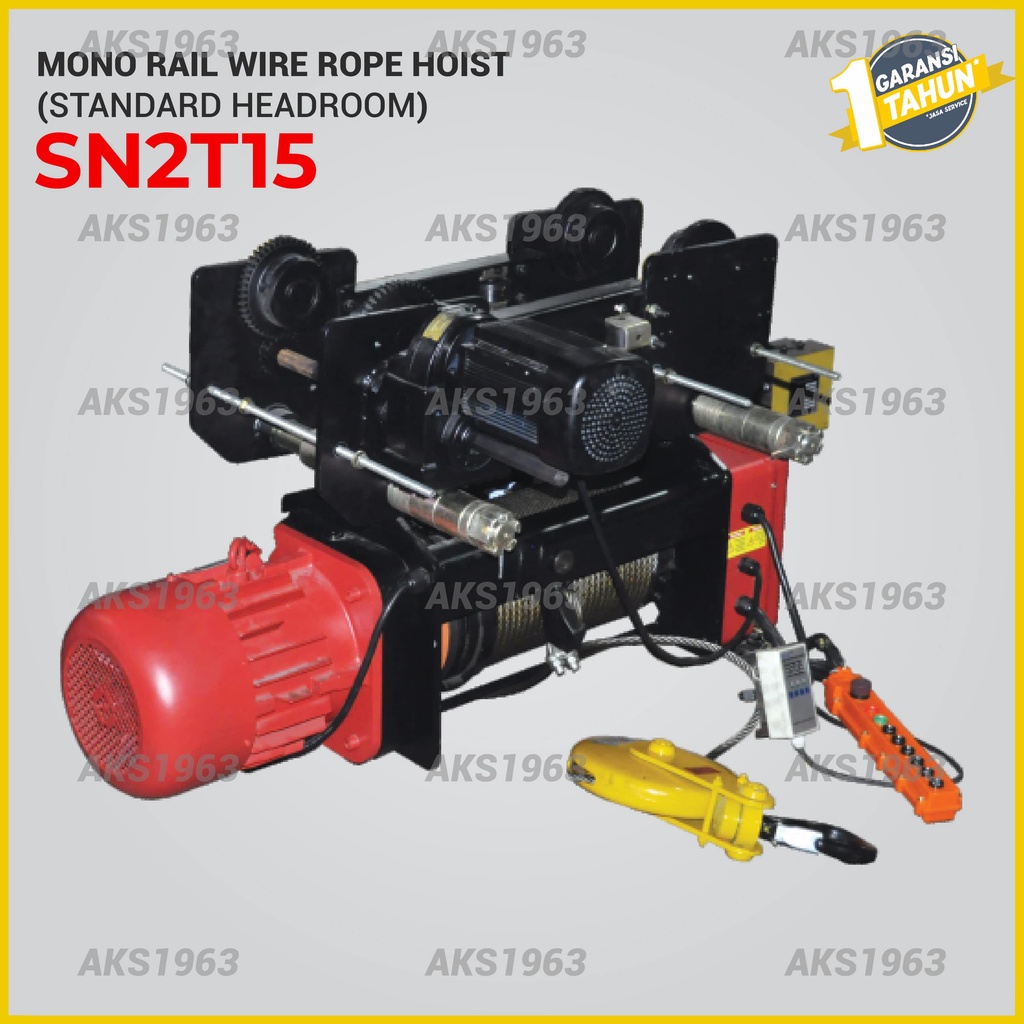 Katrol Listrik Takel Monorail Wire Rope Hoist - 15 m x 2 ton 3 Kw - AKS - SN2T15 - AKS1963