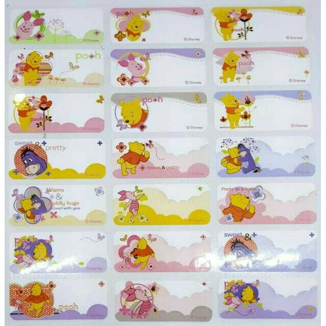 

Label nama sticker waterproof Premium mickey and pooh random Ori