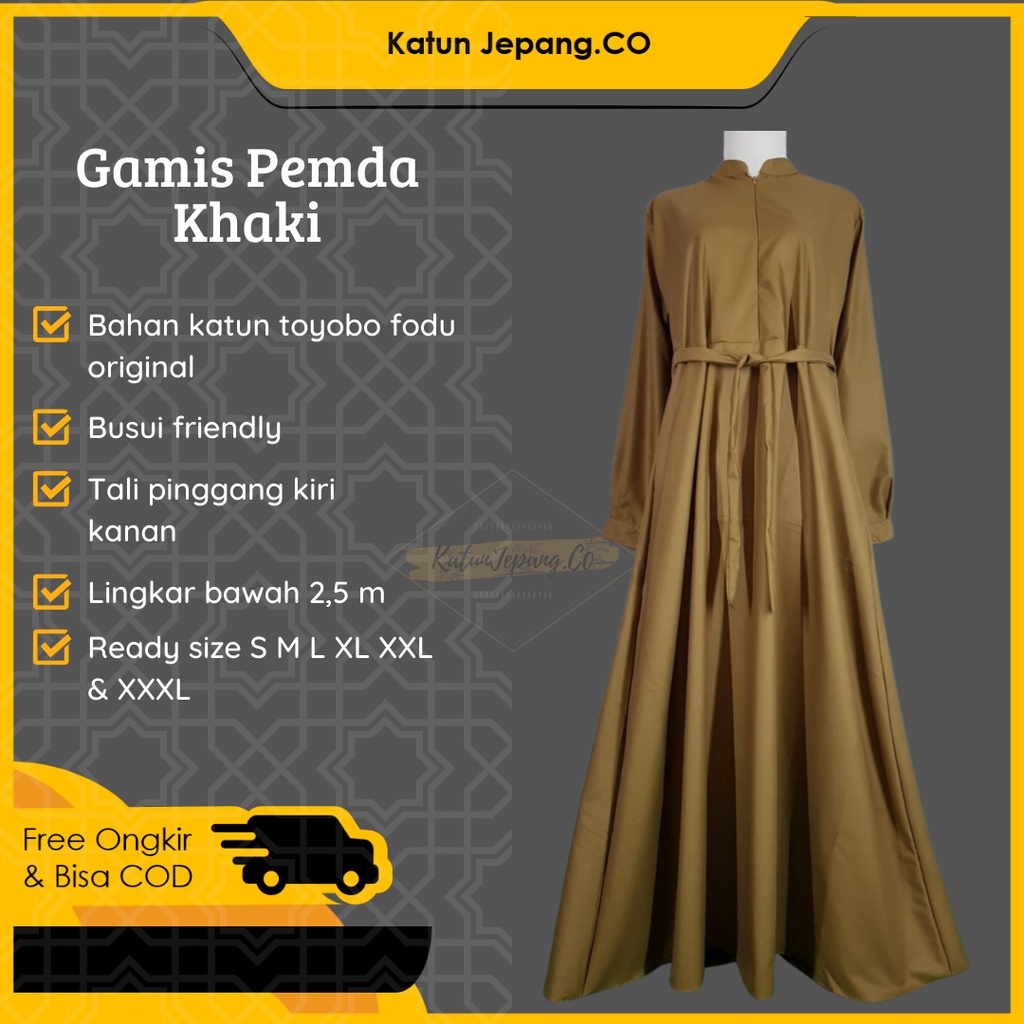 REALPICT GAMIS PNS PEMDA PDH SERAGAM KANTOR BAHAN TOYOBO ORI WARNA KHAKI TUA READY UKURAN JUMBO BISA