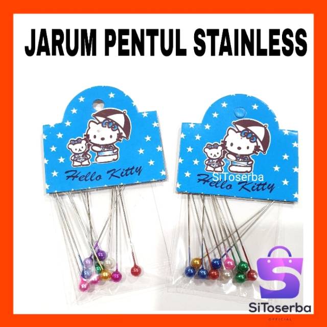 12 PAK JARUM PENTUL STAINLESS JEPANG RENTENGAN - JARUM HIJAB/JILBAB BAGUS MURAH