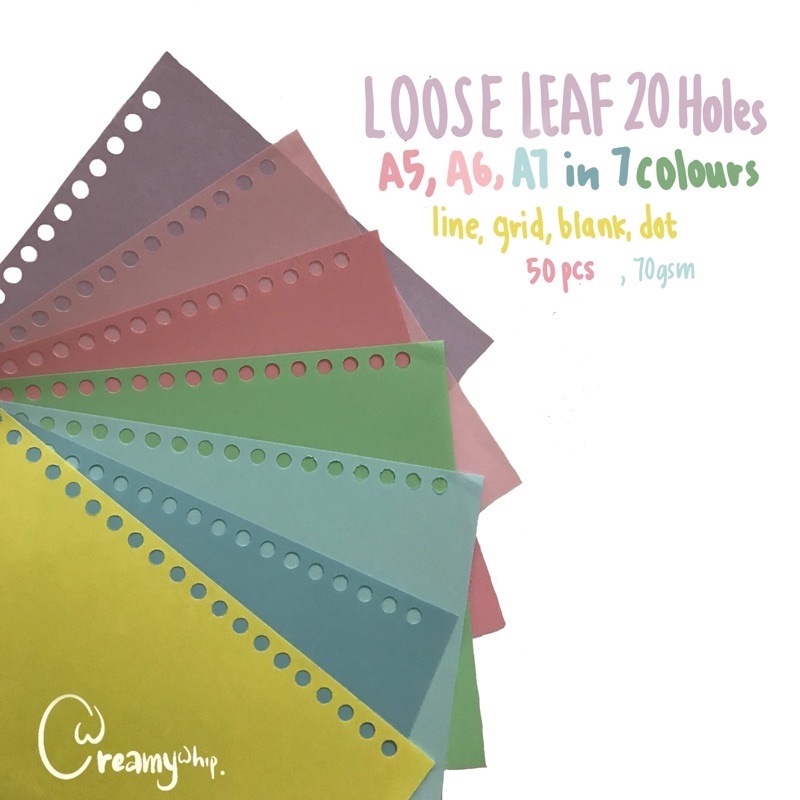 

Loose leaf colour 20 holes isian kertas binder warna 20 lubang