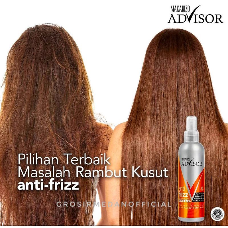 MAKARIZO ADVISOR ANTI FRIZZ AND DETANGLING CARE SPRAY - ANTI RAMBUT KUSUT - ANTI RAMBUT SINGA - RAMBUT HALUS LEMBUT MUDAH DIATUR