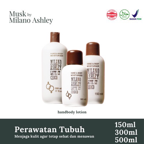 ★ BB ★  MILANO ASHLEY Latte Et Choco Hand &amp; Body Lotion Moisturiser - 150ml - 300ml - 500ml - Musk By Milano Ashley