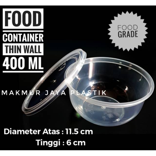 THINWALL CUP BULAT 400 ML / KOTAK MAKAN FOOD CONTAINER PLASTIK TAHAN PANAS