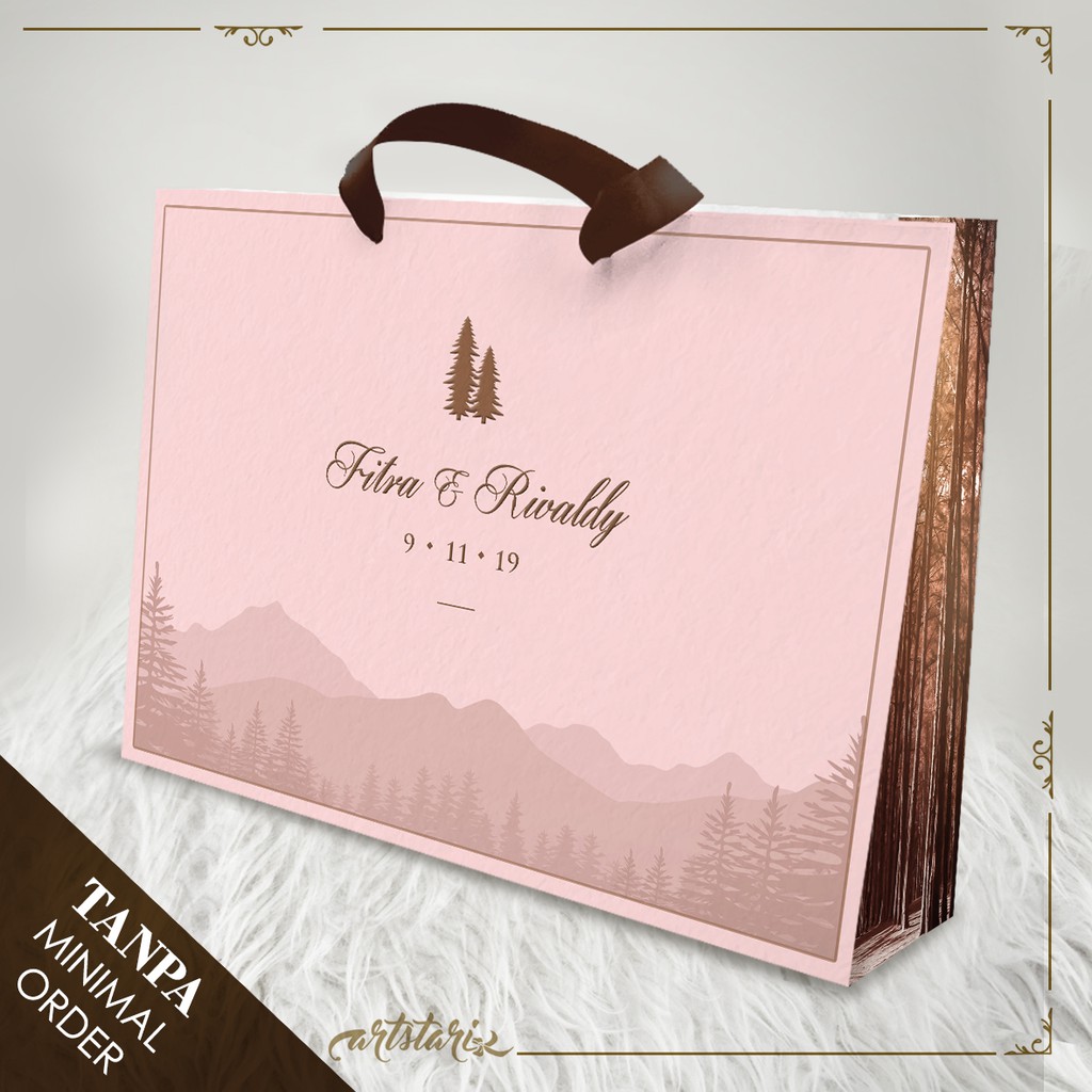 

Paperbag Bridesmaid Hutan Pinus / Pine Forests Rustic Simple Pink Brown Coklat Nature Custom Nama