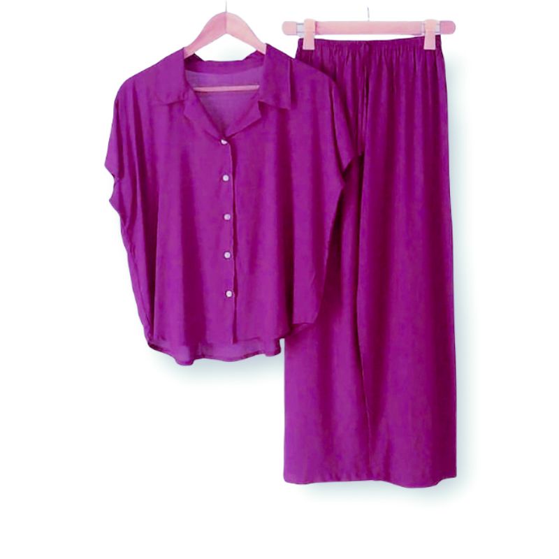 PIYAMA | BAJU TIDUR WANITA | SETELAN WANITA | PIYAMA WANITA | PIYAMA RAYON | PAJAMAS | PIYAMA JUMBO-Magenta
