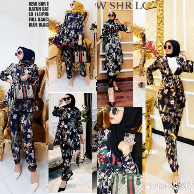 SET CELANA BUNGA /TUNIK BUNGA PLUS LEGGING GUCI SET BLAZER SHR