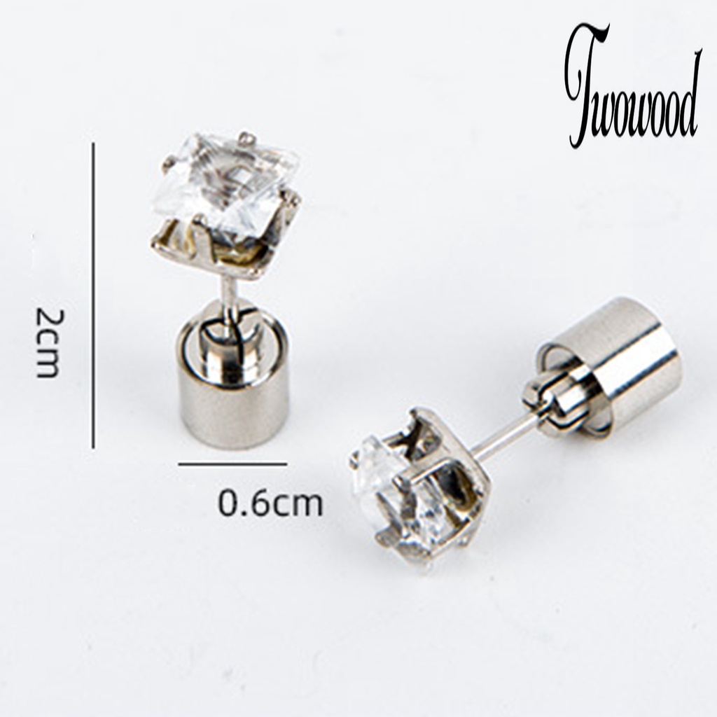 1 Pc Anting Stud Cubic Zirconia LED Bentuk Persegi Luminous Untuk Wanita