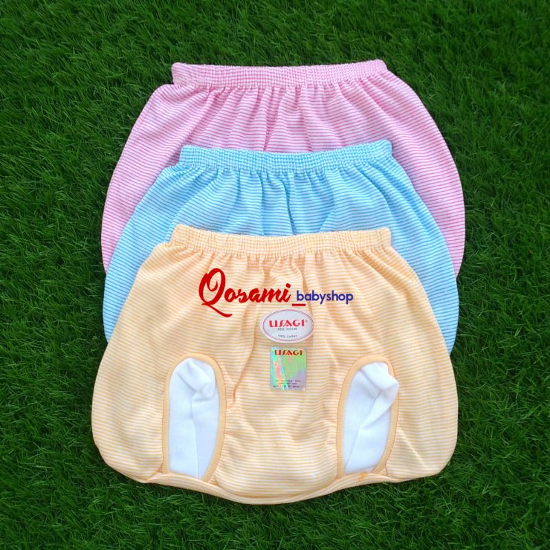 USAGI 3 pcs Celana Pop Bayi Newborn Motif Salur SNI