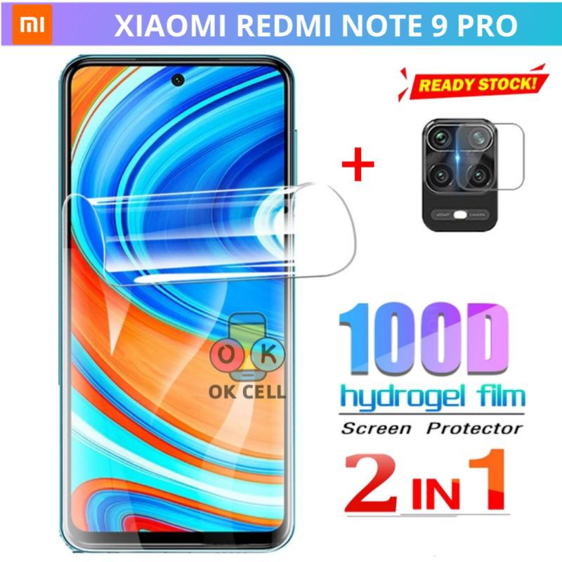 2in1 - Nano Hydrogel Anti Gores Xiaomi Redmi Note 9 Pro Screen Guard Protector Layar Kamera Premium