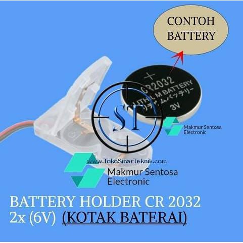 Battery Holder 2X Cr2032 6V Lithium Kotak Baterai Koin Coin + Saklar - Hitam Sitekni88 Murah