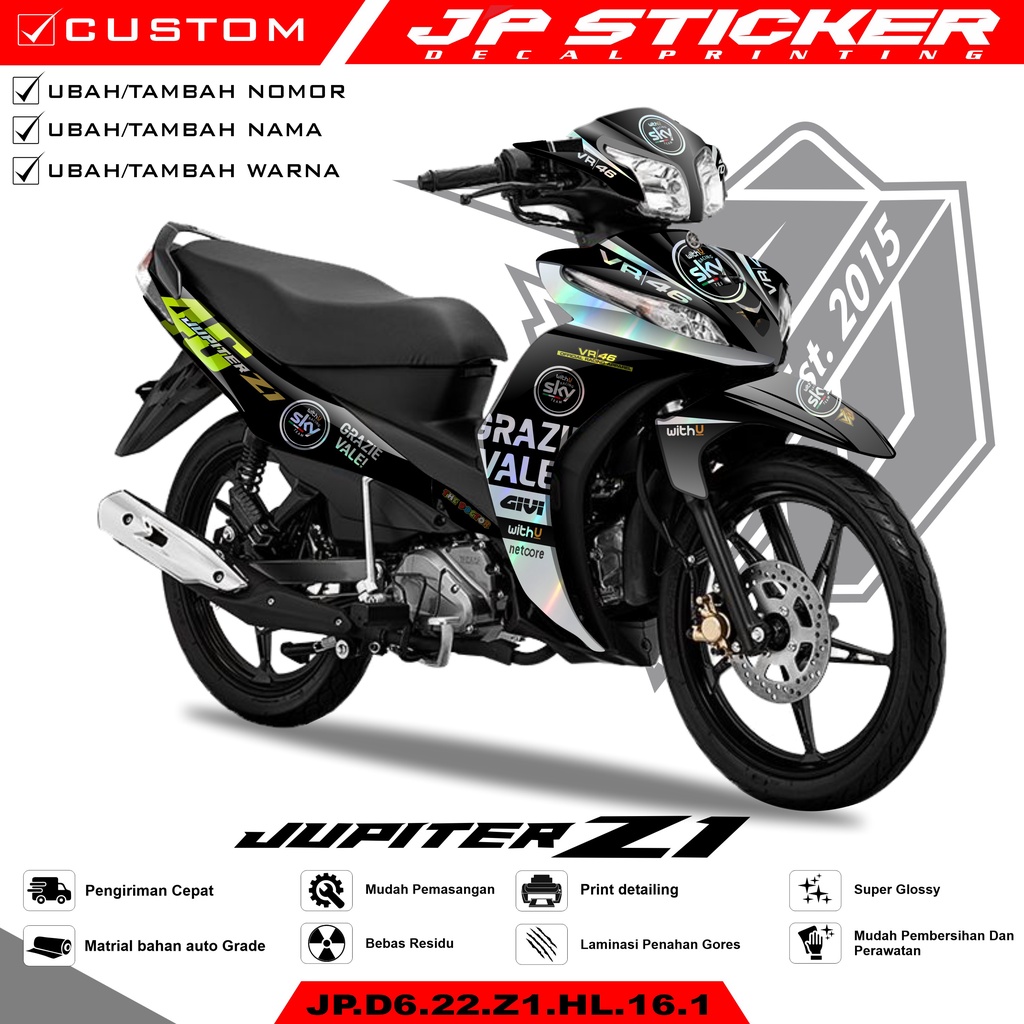 Stiker Decal Yamaha JUPITER Z1 Hologram Pelangi, Chrome Full Body - Stiker Dekal JUPITER Z1 Full Bod