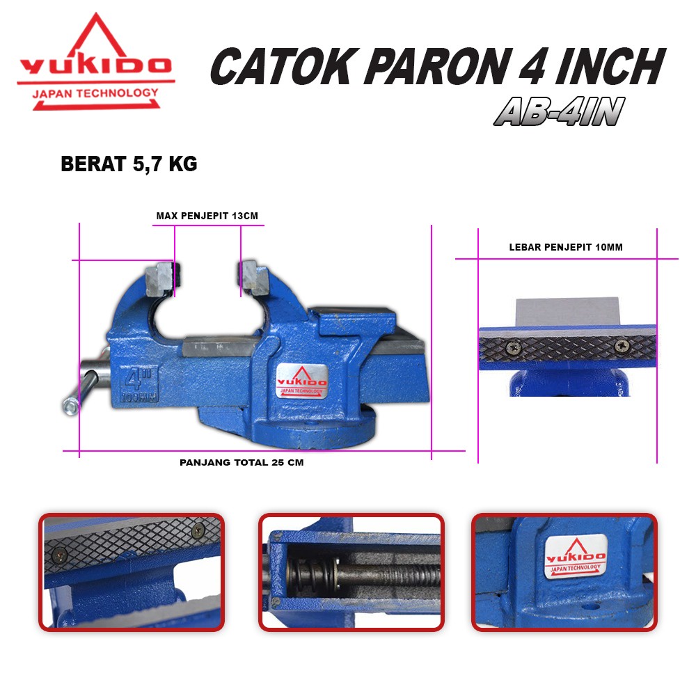 Ragum Tanggem  paron meja / Catok duduk besi 4&quot; inch / Catok meja / YUKIDO AB-4IN 3PCS