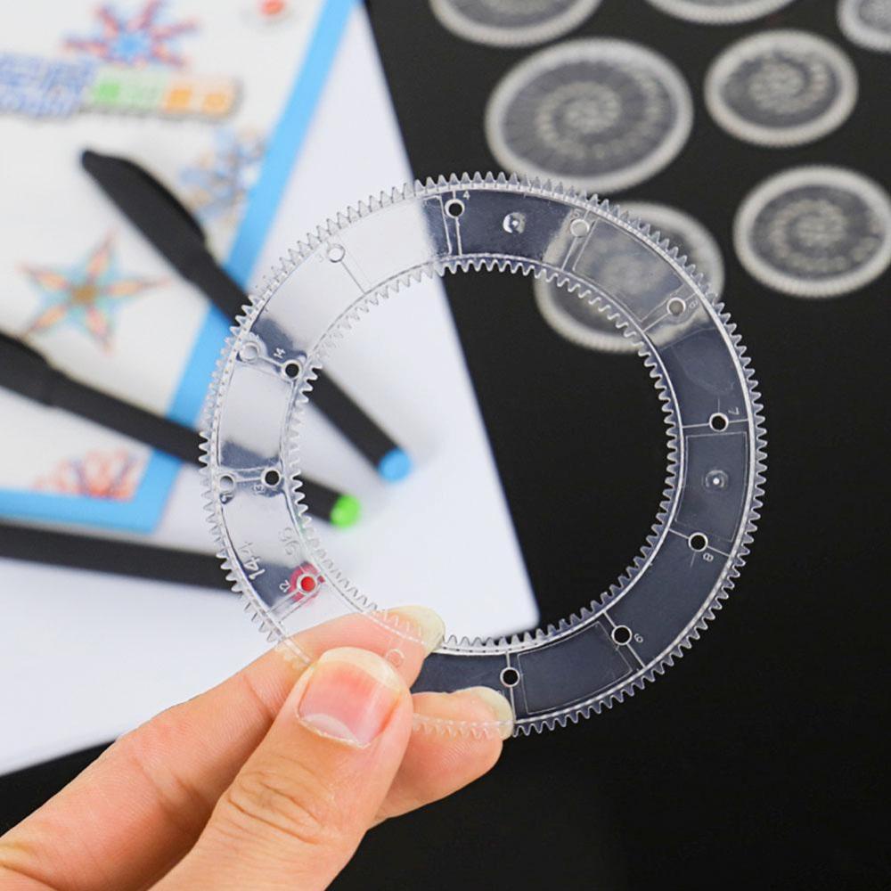 Timekey Set Penggaris Spirograph Deluxe Bahan Metal Untuk Menggambar I4U7