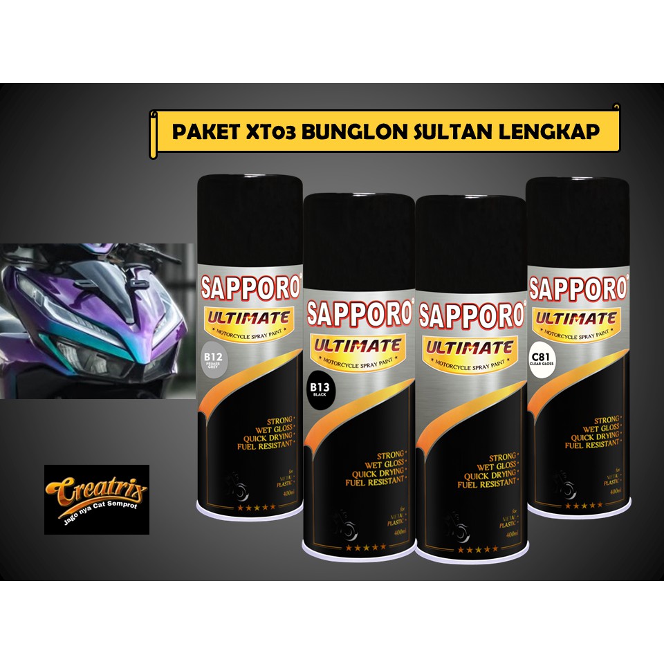Paket LENGKAP Cat SAPPORO ULTIMATE XT03 Bunglon Sultan  / Sapporo Spray / Cat Semprot