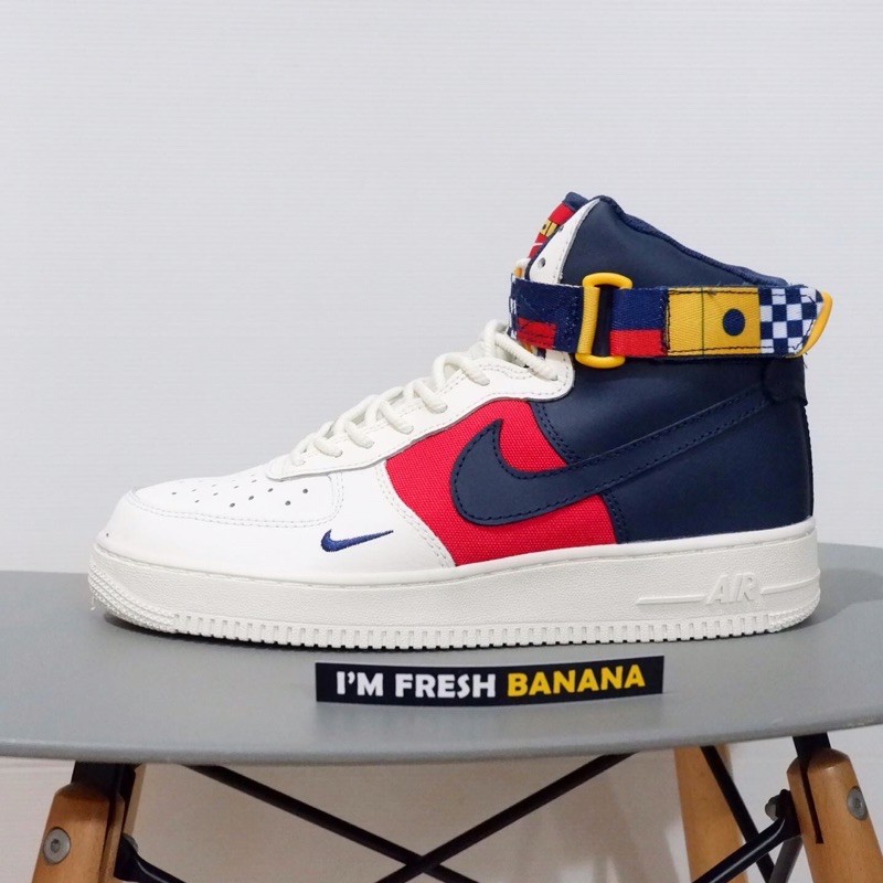 yellow blue and red air force ones