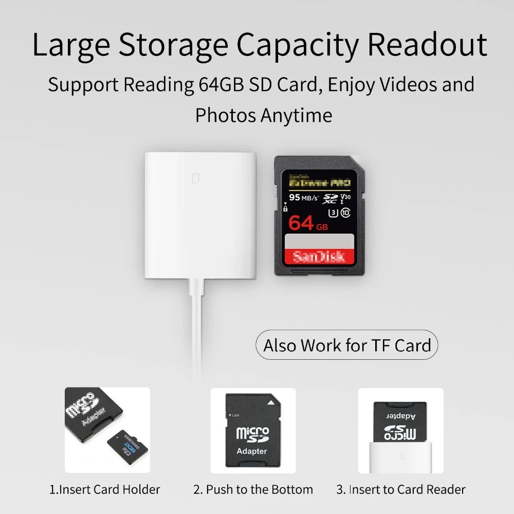 Card Reader OTG Tipe C Ke SD / TF USB C 8pin Untuk Handphone / Macbook