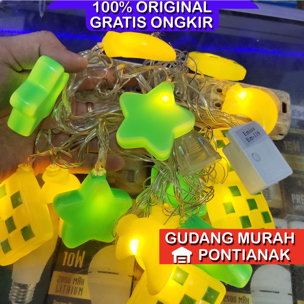 Lampu Seri Ketupat Juntai Bintang Bulan Ketupat