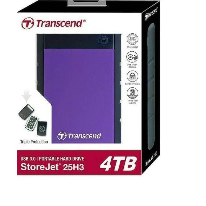 Transcend Storejet 25H3 4TB HDD HD External Harddisk Antishock