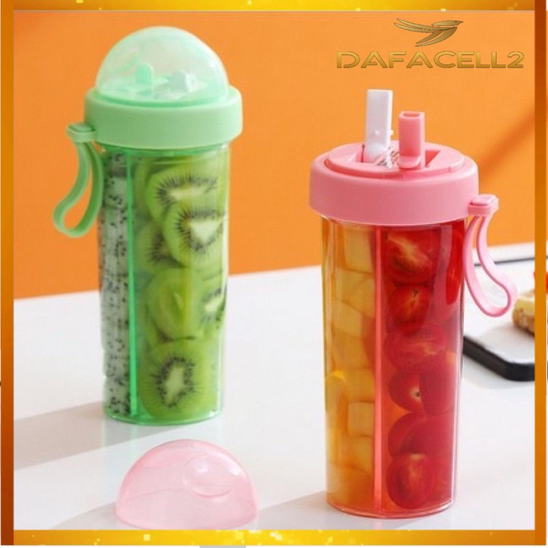 BOTOl SEDOT DUA SISI / Botol Minum Dua Sisi Sedotan 600ml BZ-232 - Duet Couple Bottle Viral DAFA  CE